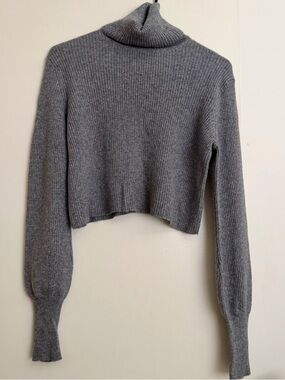 Reformation Cashmere Cropped Ribbed Turtleneck Sweater